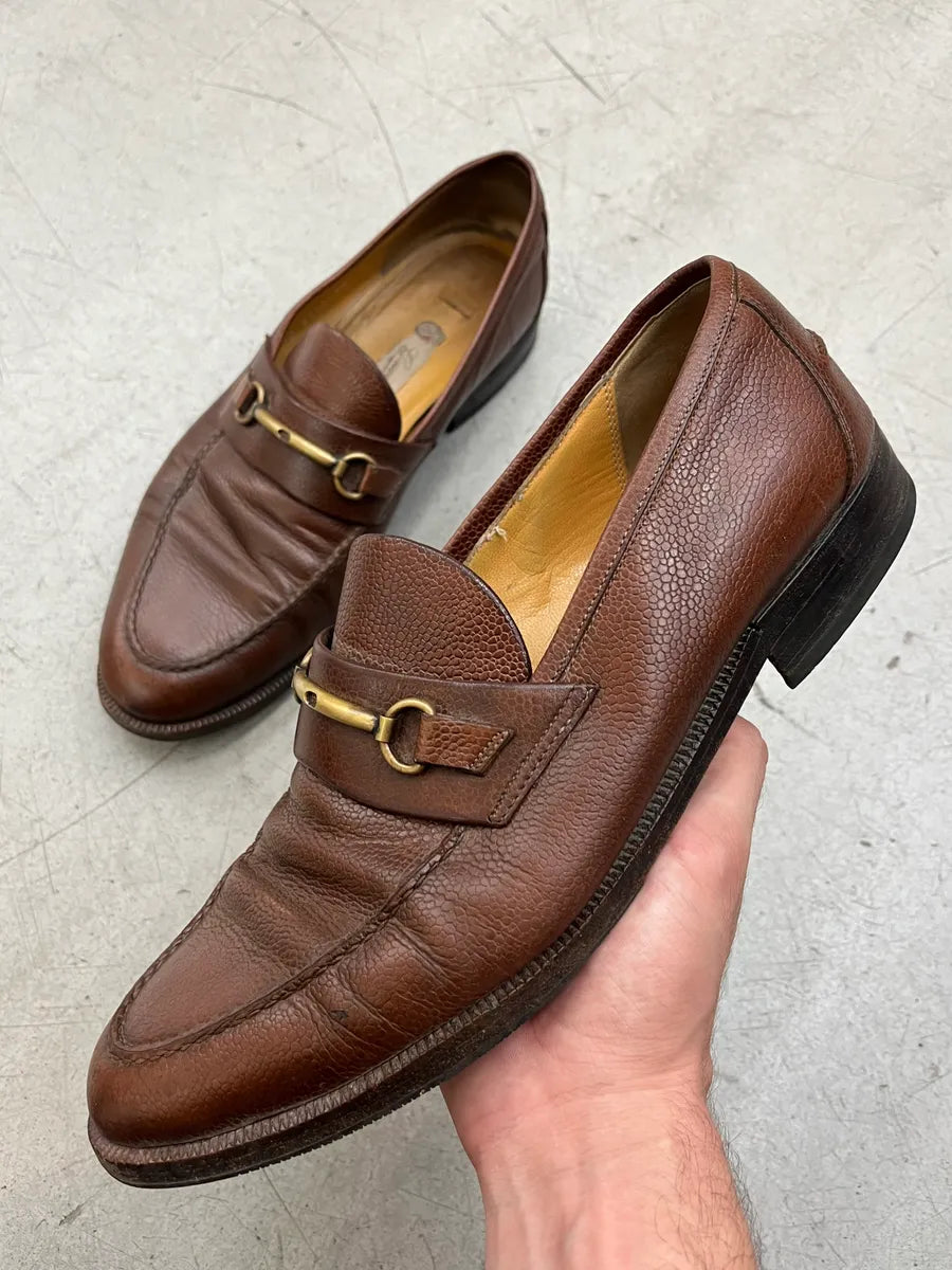 1990s Gucci Horsebit Brown Leather Loafer Shoes lWDPamN 0