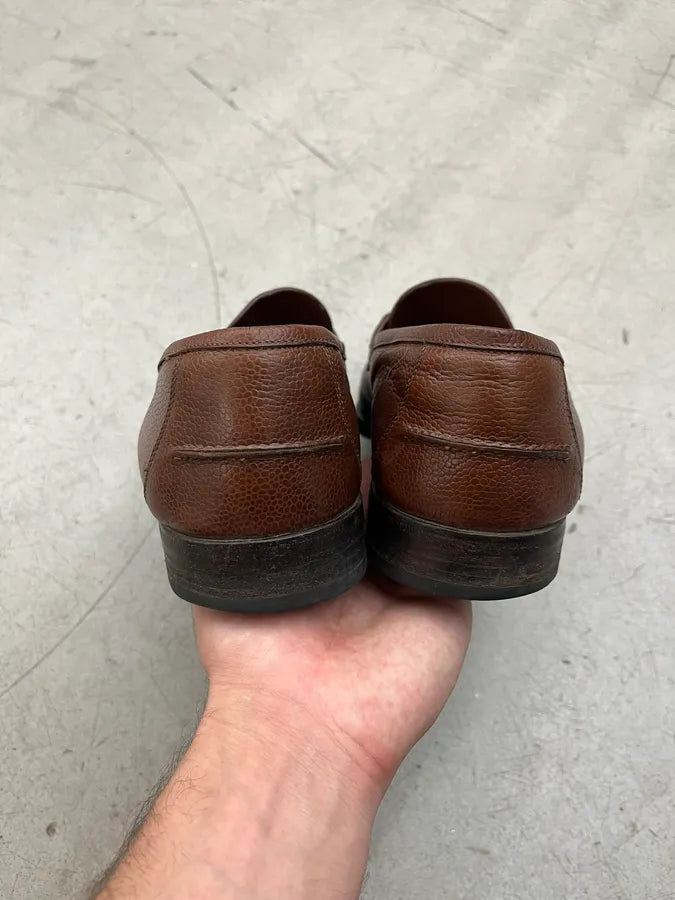1990s Gucci Horsebit Brown Leather Loafer Shoes lWDPamN 4