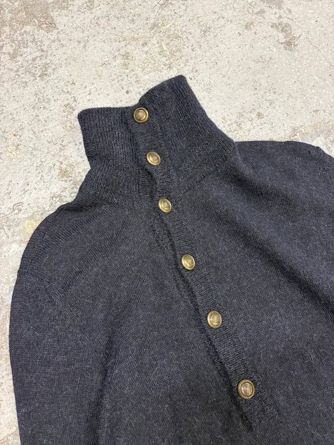 1990s Gucci Navy Asymmetrical Wool Buttoned Sweater by Tom Ford vhfLUUc 4