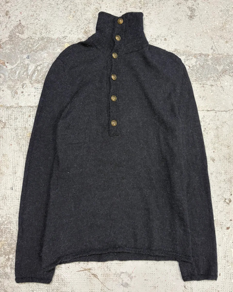 AW2007 Gucci Navy Asymmetrical Wool Buttoned Sweater by Frida Giannini vhfLUUc 0