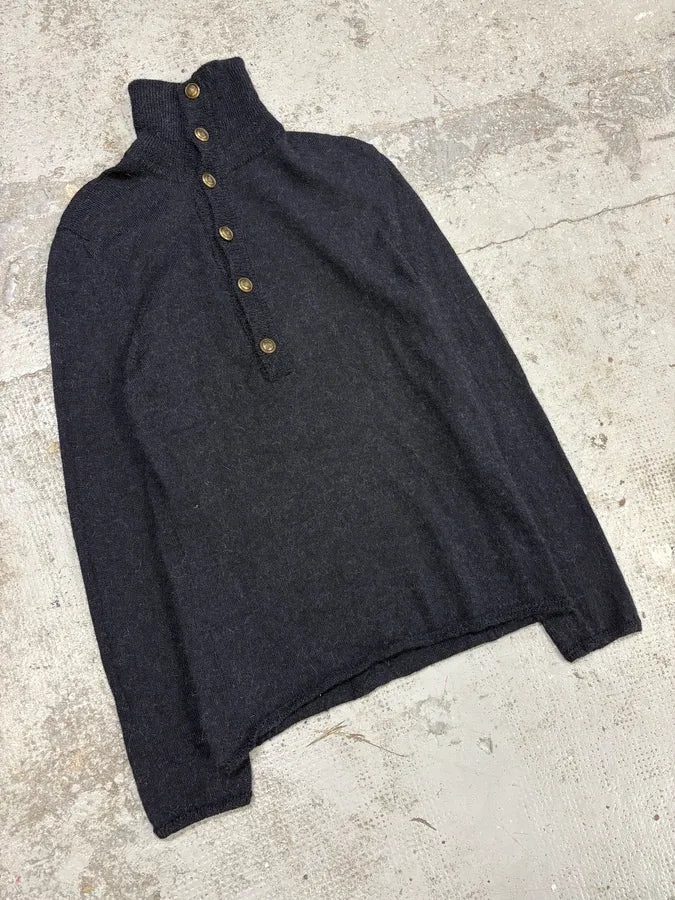 1990s Gucci Navy Asymmetrical Wool Buttoned Sweater by Tom Ford vhfLUUc 3