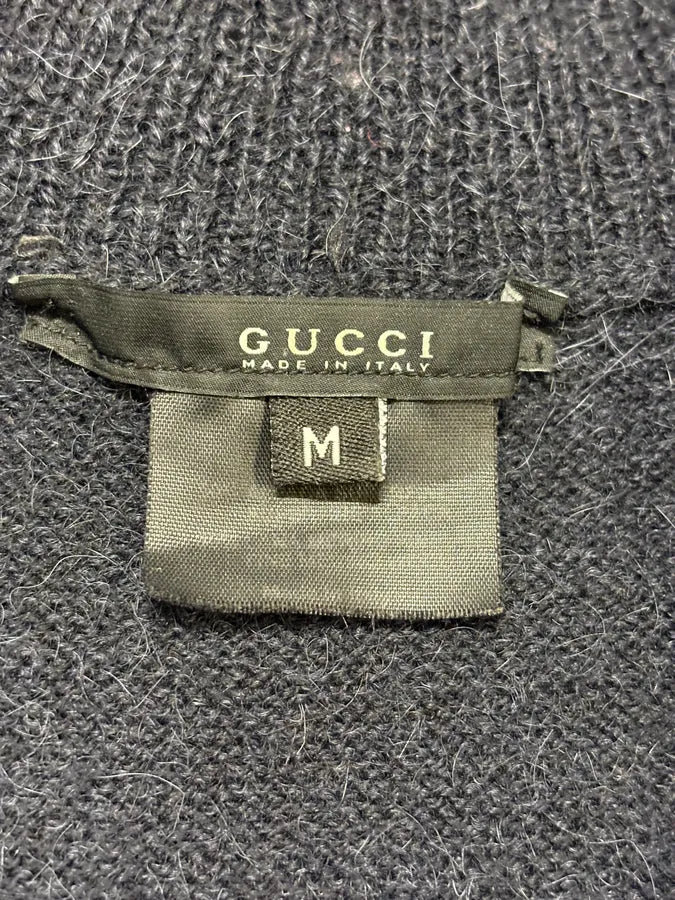 1990s Gucci Navy Asymmetrical Wool Buttoned Sweater by Tom Ford vhfLUUc 7