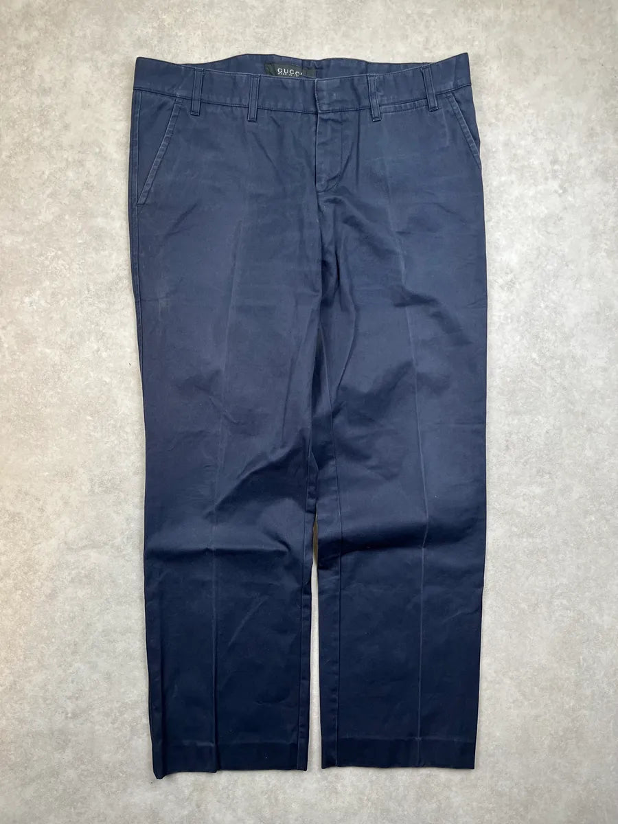 1990s Gucci Navy Cotton Chino Pants by Tom Ford IRXKGJZ 3