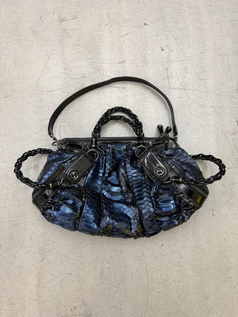 1990s Gucci Python Leather Dark Navy Galaxy Bag by Tom Ford sZIpnse 10