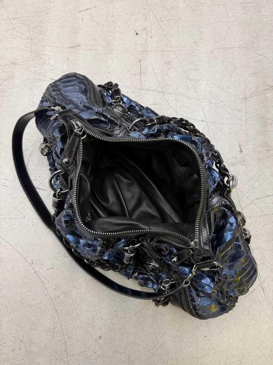 1990s Gucci Python Leather Dark Navy Galaxy Bag by Tom Ford sZIpnse 11