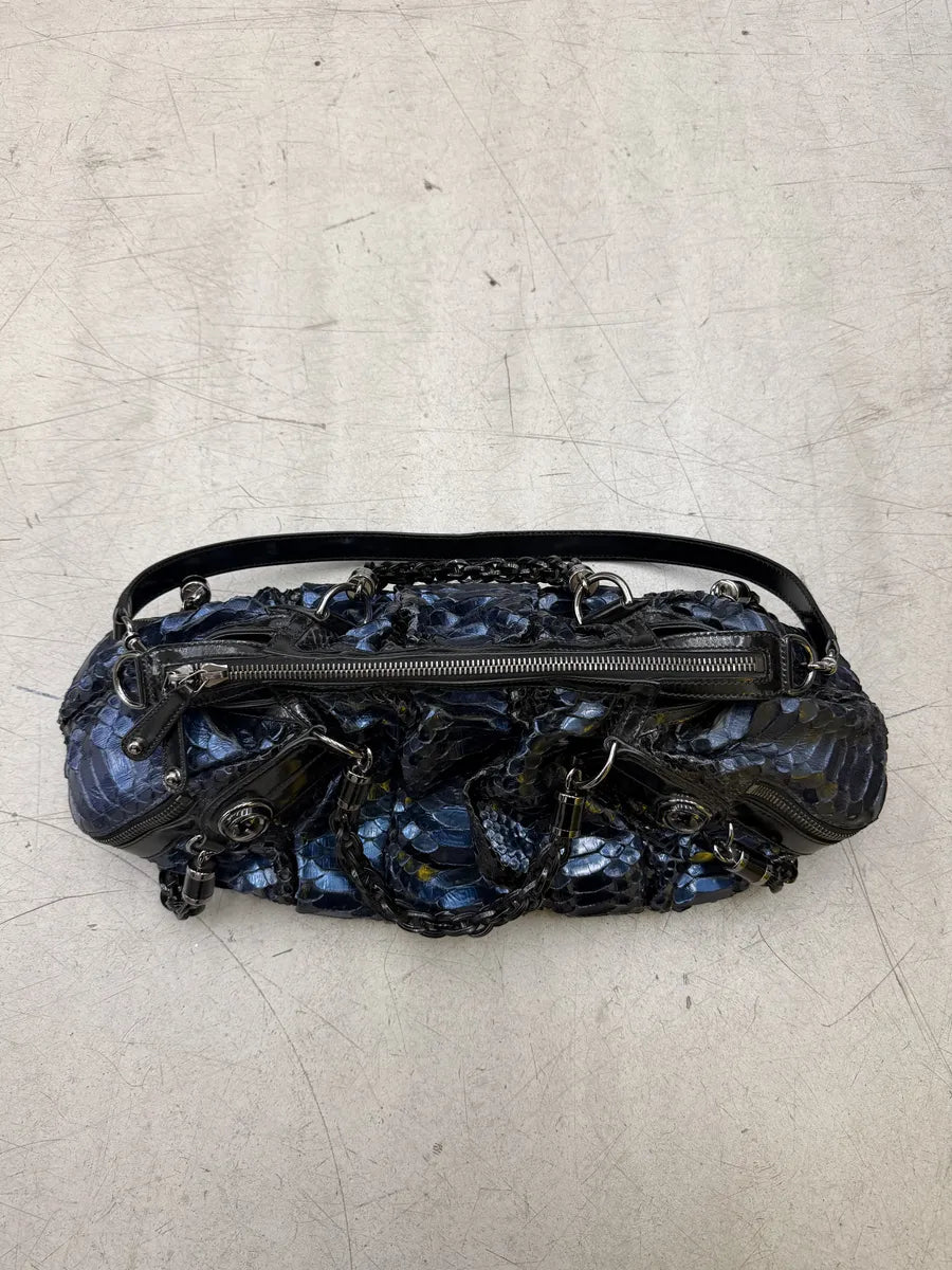 1990s Gucci Python Leather Dark Navy Galaxy Bag by Tom Ford sZIpnse 12