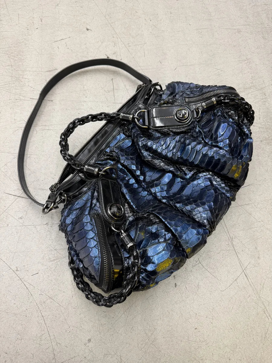 1990s Gucci Python Leather Dark Navy Galaxy Bag by Tom Ford sZIpnse 15