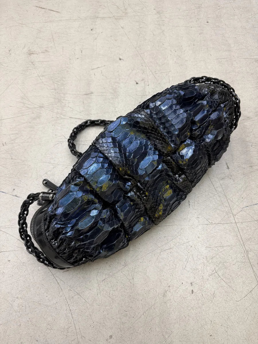 1990s Gucci Python Leather Dark Navy Galaxy Bag by Tom Ford sZIpnse 3