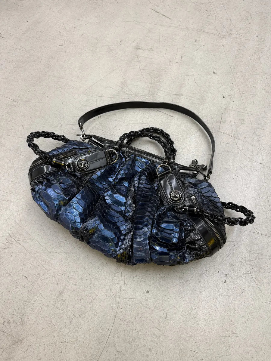 1990s Gucci Python Leather Dark Navy Galaxy Bag by Tom Ford sZIpnse 4