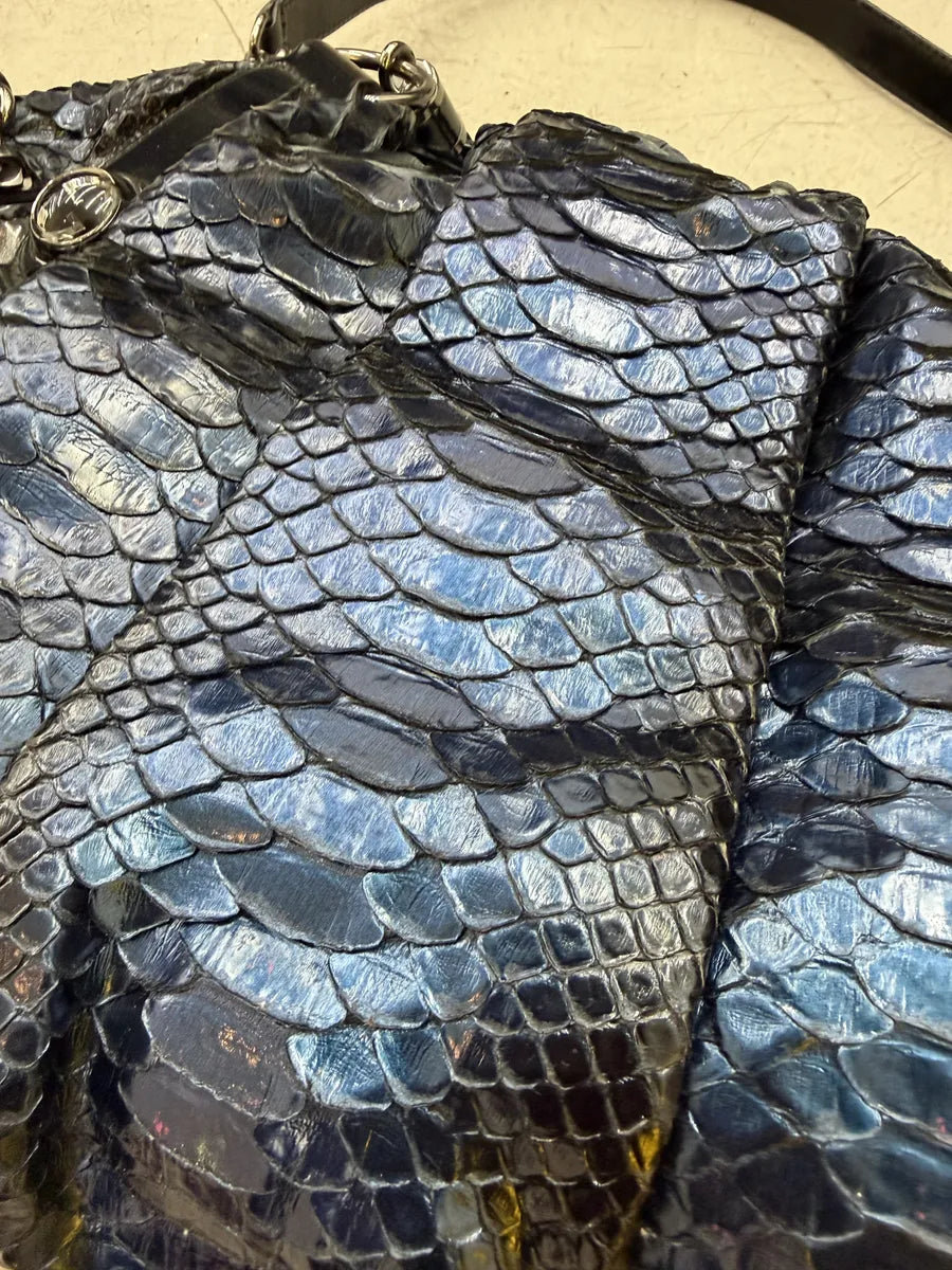 1990s Gucci Python Leather Dark Navy Galaxy Bag by Tom Ford sZIpnse 6