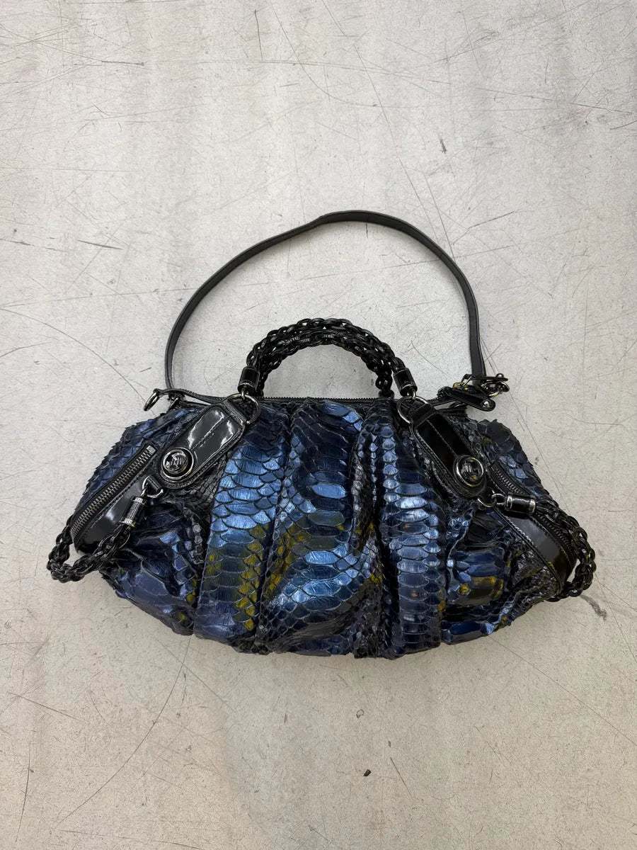 1990s Gucci Python Leather Dark Navy Galaxy Bag by Tom Ford sZIpnse 8
