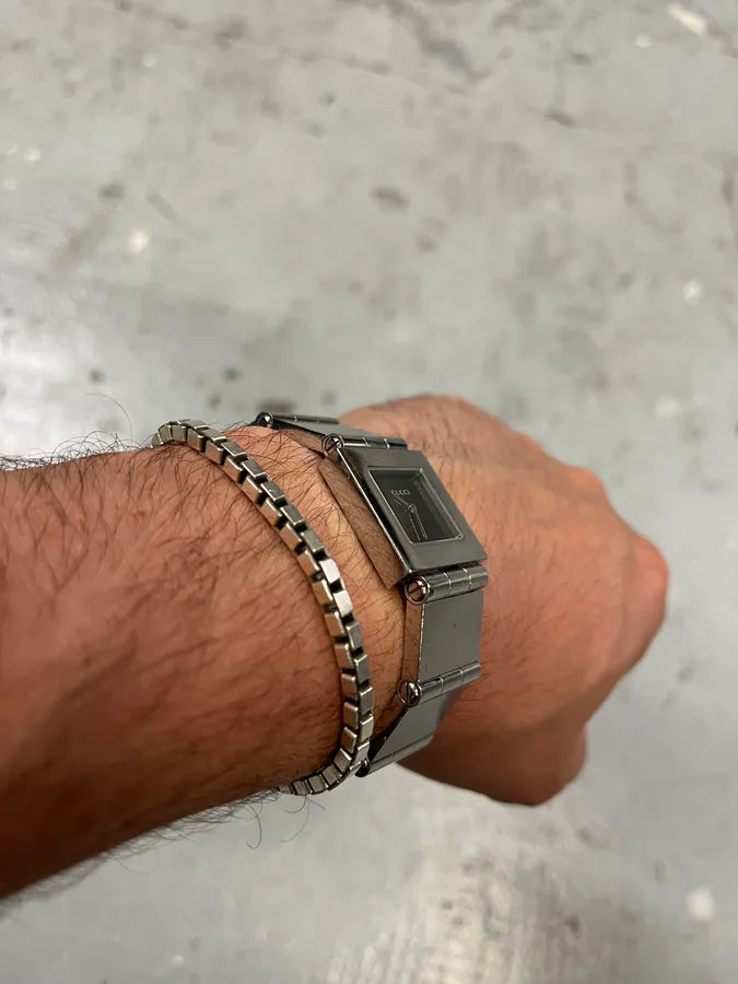 1990s Gucci Tom Ford Squared Silver Watch (OS) lNqBnlb 9