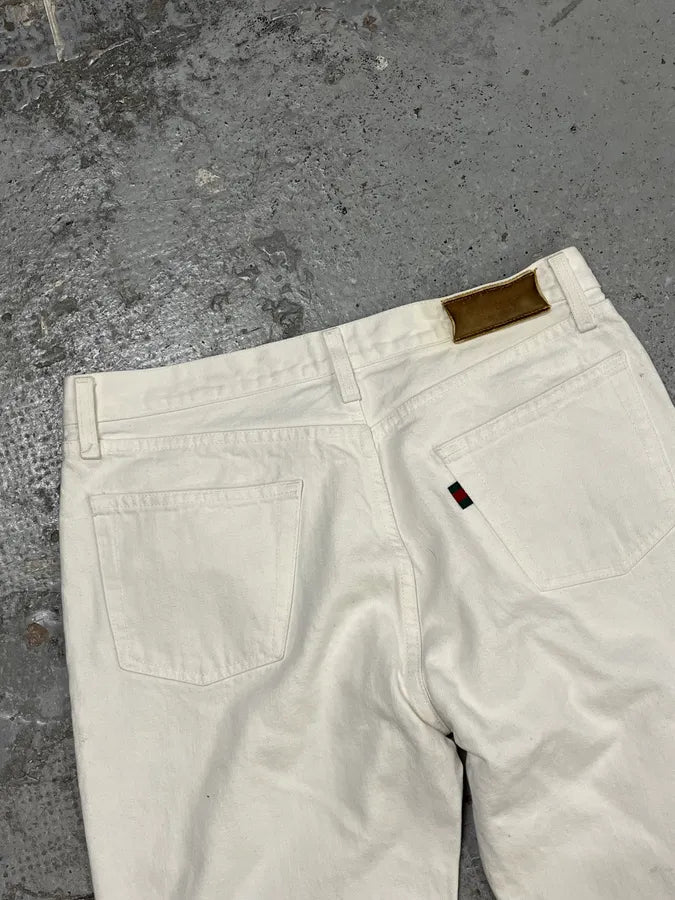1990s Gucci White Cream Straight Leg Jeans KkkkvtH 7