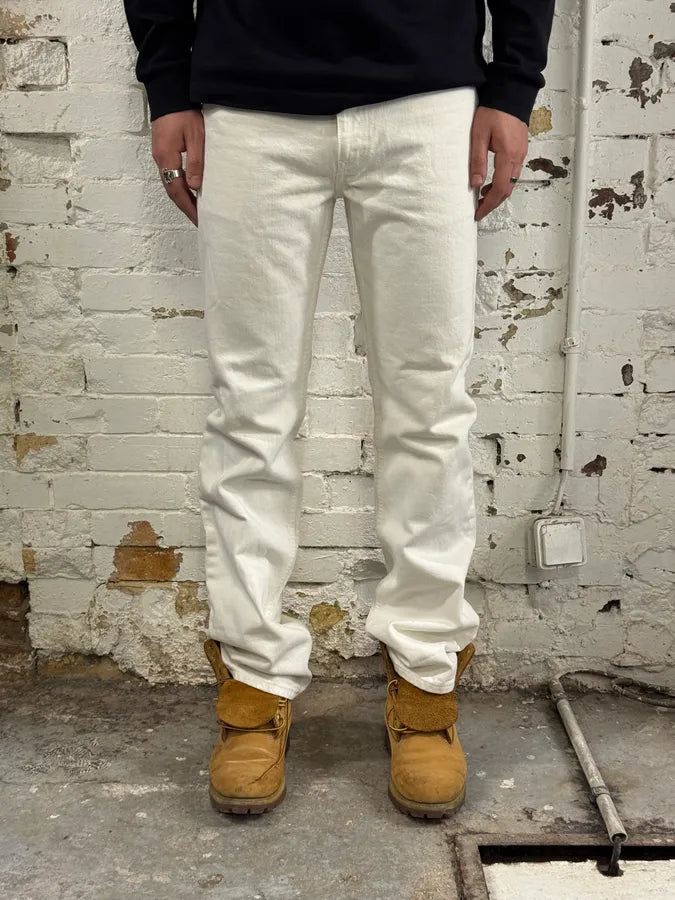 1990s Gucci White Cream Straight Leg Jeans KkkkvtH 1