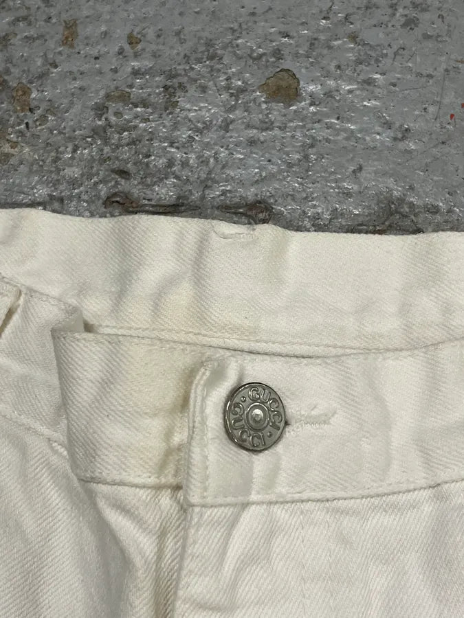 1990s Gucci White Cream Straight Leg Jeans KkkkvtH 8