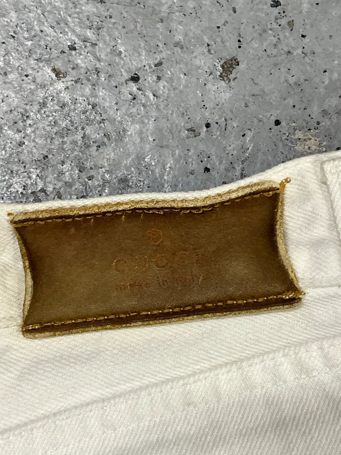 1990s Gucci White Cream Straight Leg Jeans KkkkvtH 10