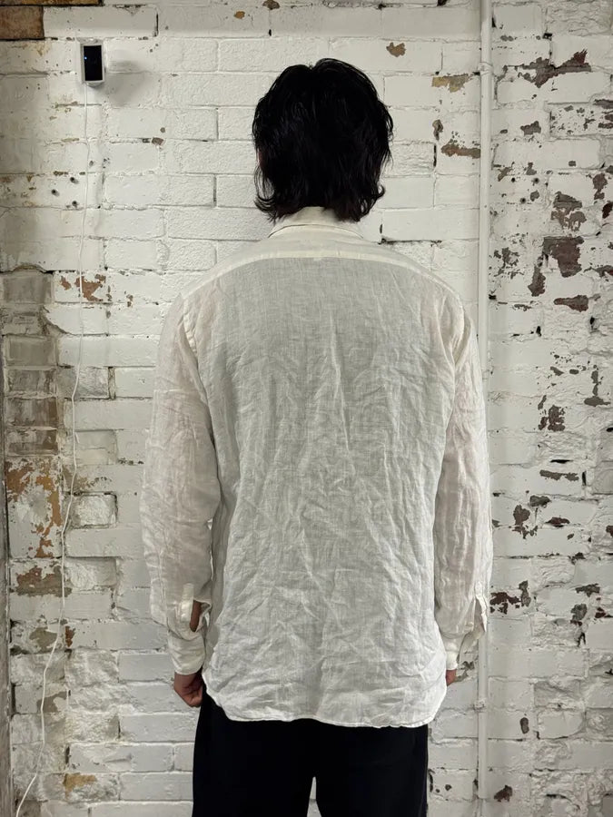 1990s Gucci White Linen Embroidered Shirt MHUHHiA 2