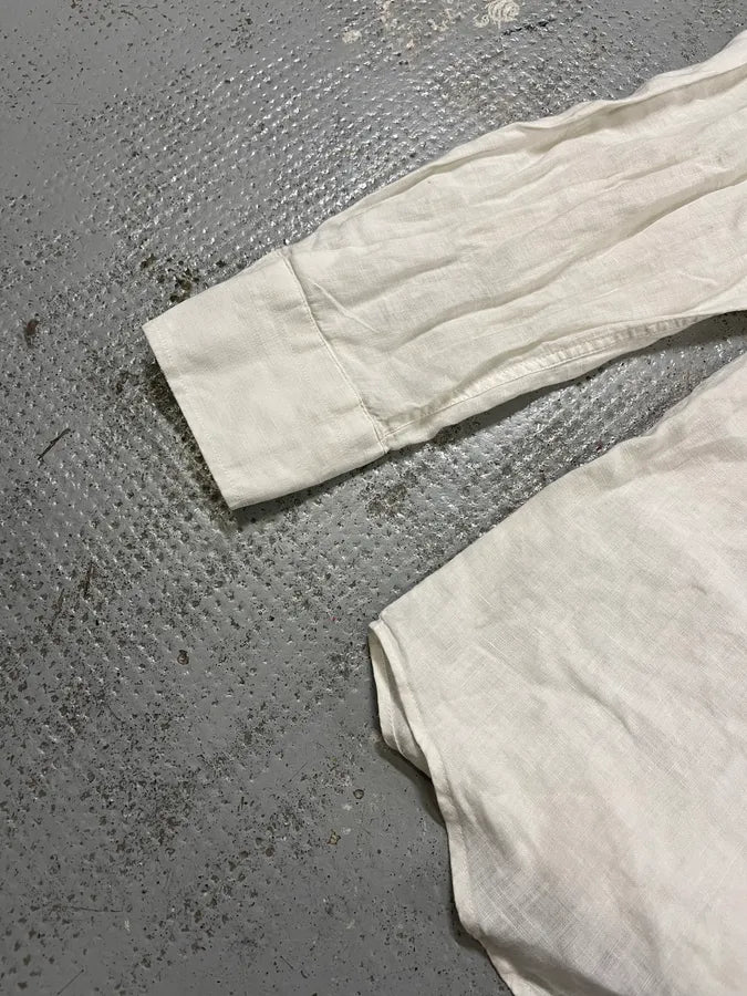 1990s Gucci White Linen Embroidered Shirt MHUHHiA 5