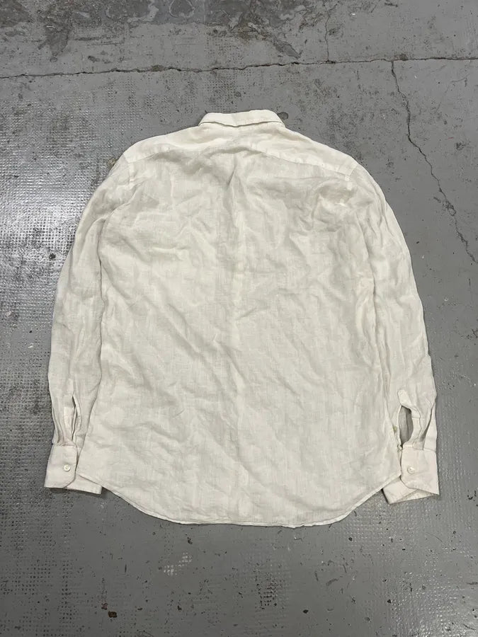 1990s Gucci White Linen Embroidered Shirt MHUHHiA 7