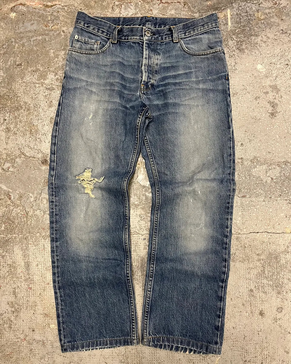 1990s Helmut Lang Straight Faded Blue Jeans (M) mwDOdeY 0