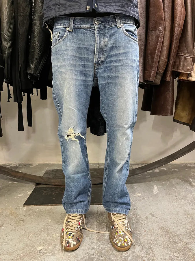 1990s Helmut Lang Straight Faded Blue Jeans (M) mwDOdeY 1