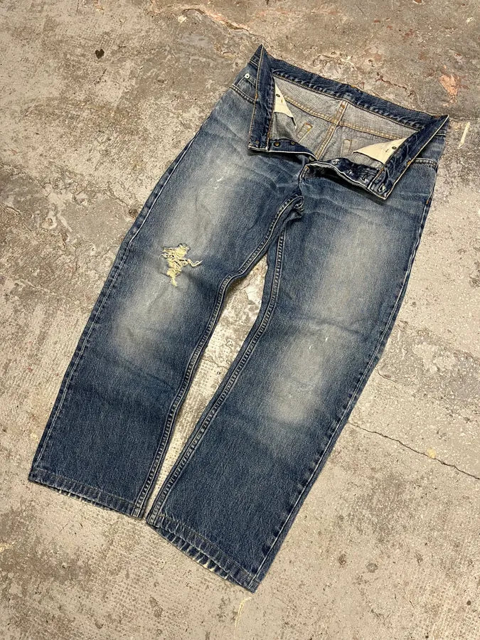 1990s Helmut Lang Straight Faded Blue Jeans (M) mwDOdeY 5