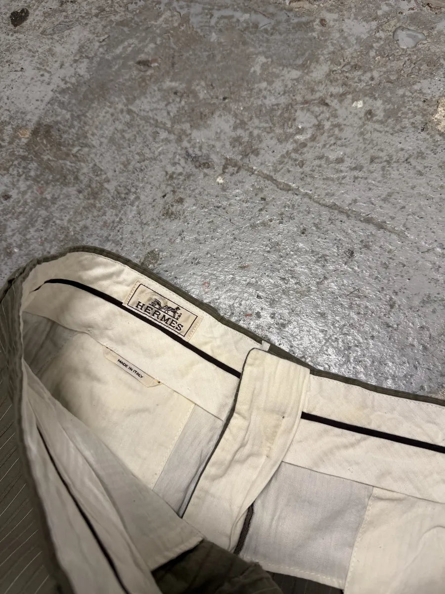 1990s Hermes Beige Lined Cozy Pants iajhAHd 8