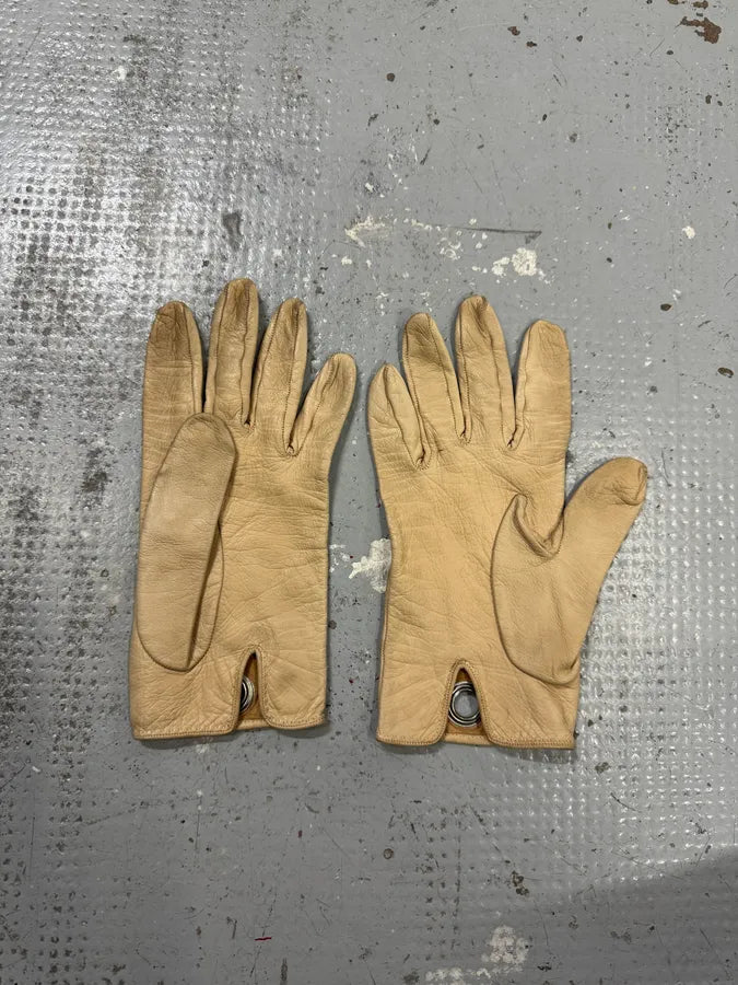 1990s Hermès Eyelet Beige Leather Gloves mVdkZHV 3