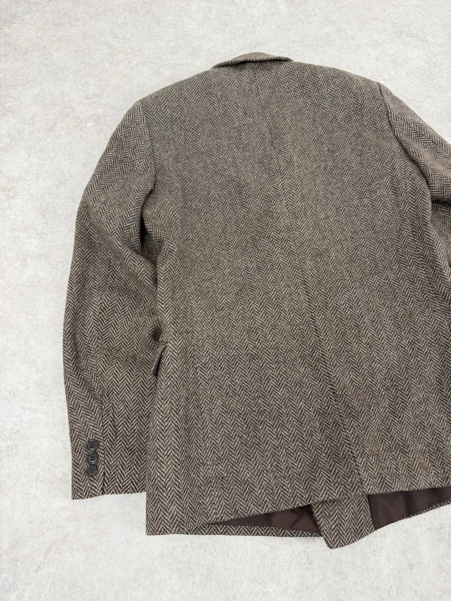 1990s Hermès Tweed Brown Blazer Jacket VVrZYxS 5