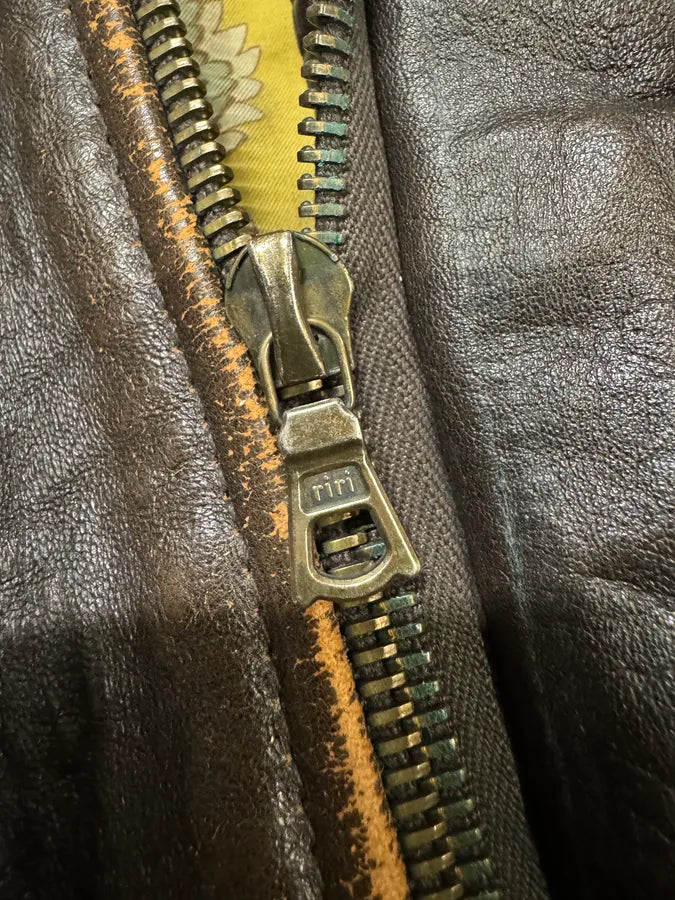 1990s Hugo Boss Grain Brown Leather Bomber Jacket (L) MswpnzG 4