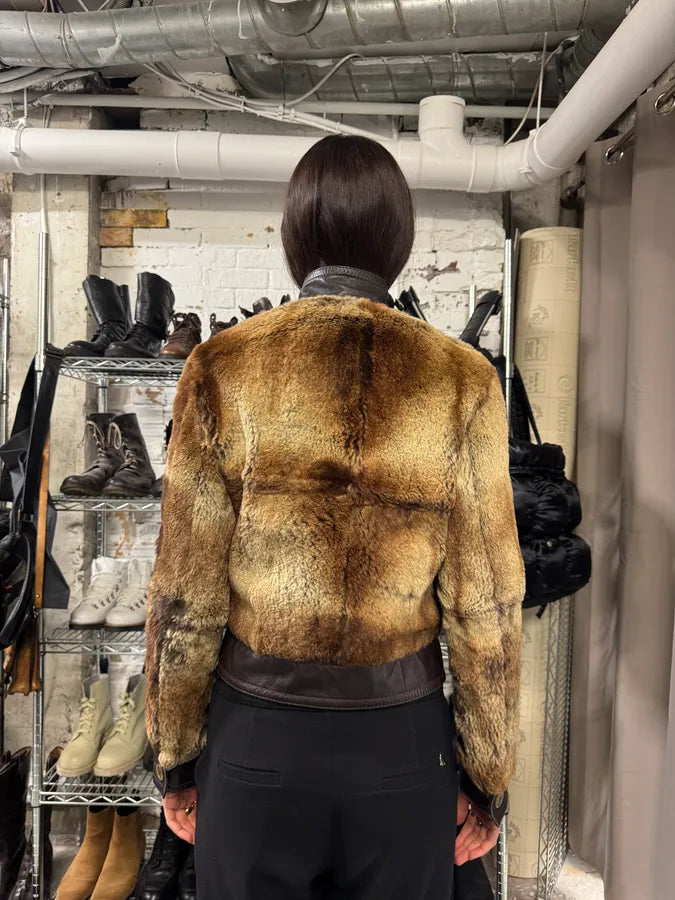 1990s Hugo Boss Hybrid Fur & Brown Leather Jacket (XS) 4