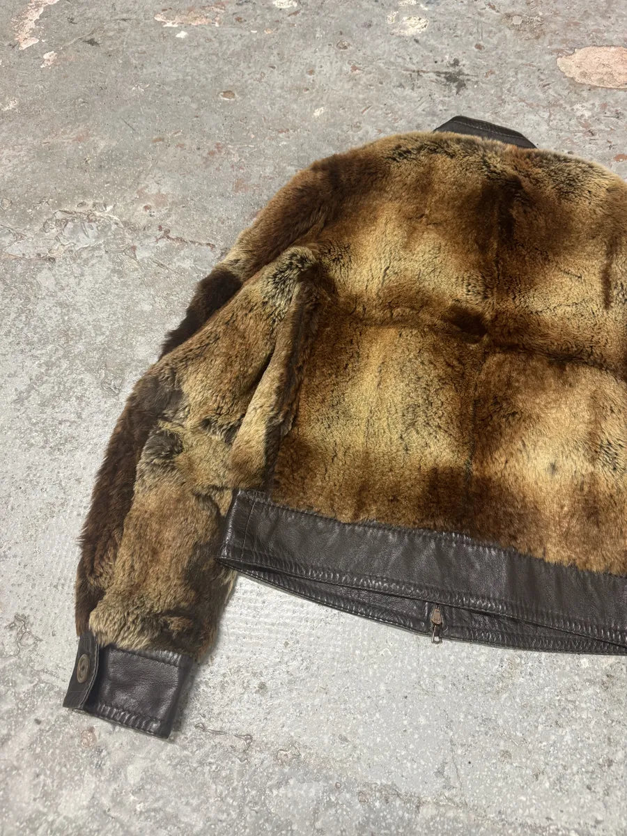 1990s Hugo Boss Hybrid Fur & Brown Leather Jacket (XS) 11