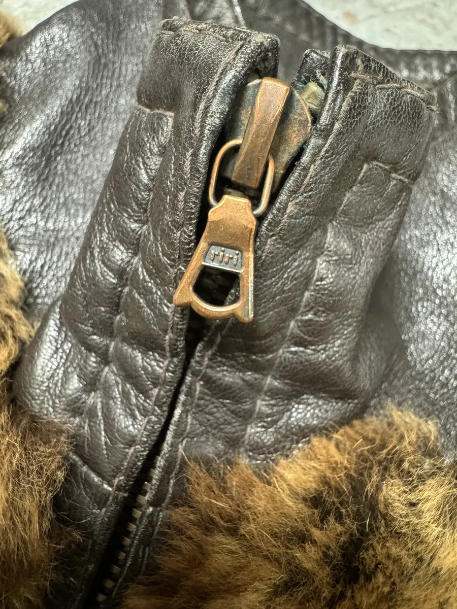 1990s Hugo Boss Hybrid Fur & Brown Leather Jacket (XS) 8