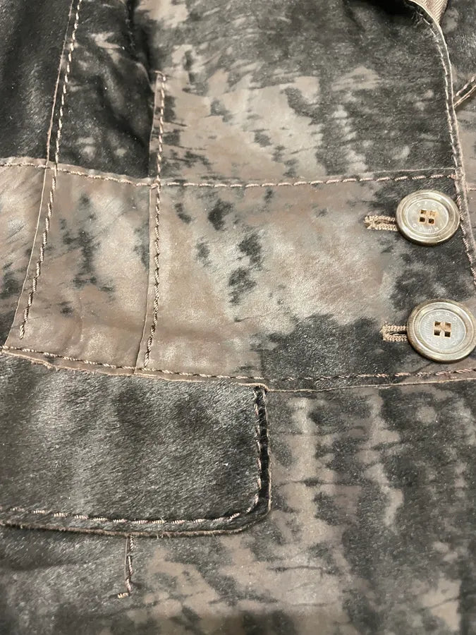 1990s Hugo Boss Pony Hair Black Irregular Blazer Leather Jacket (S/M) 4