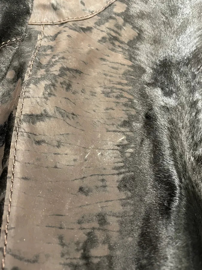 1990s Hugo Boss Pony Hair Black Irregular Blazer Leather Jacket (S/M) 5