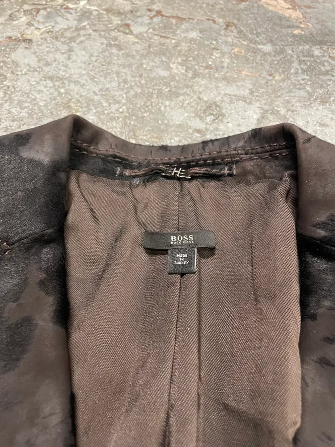 1990s Hugo Boss Pony Hair Black Irregular Blazer Leather Jacket (S/M) 6