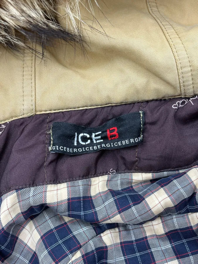 1990s Iceberg Beige Fur Hooded Multi-Pocket Bomber Jacket rXoBWkK 9