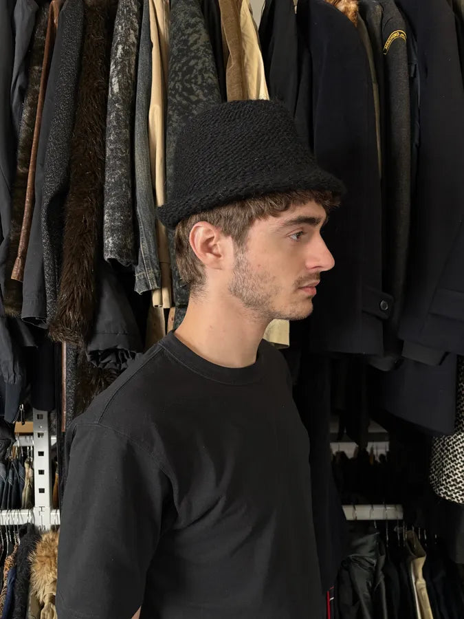 1990s Issey Miyake Black Tweed Hat CyjRTsm 1