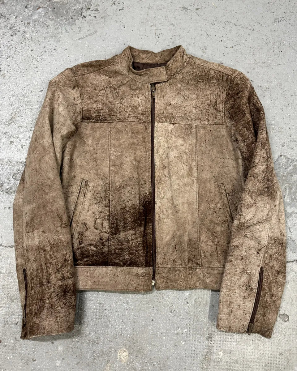 1990s Italian Artisanal Eroded Leather Jacket (XS/S) 0