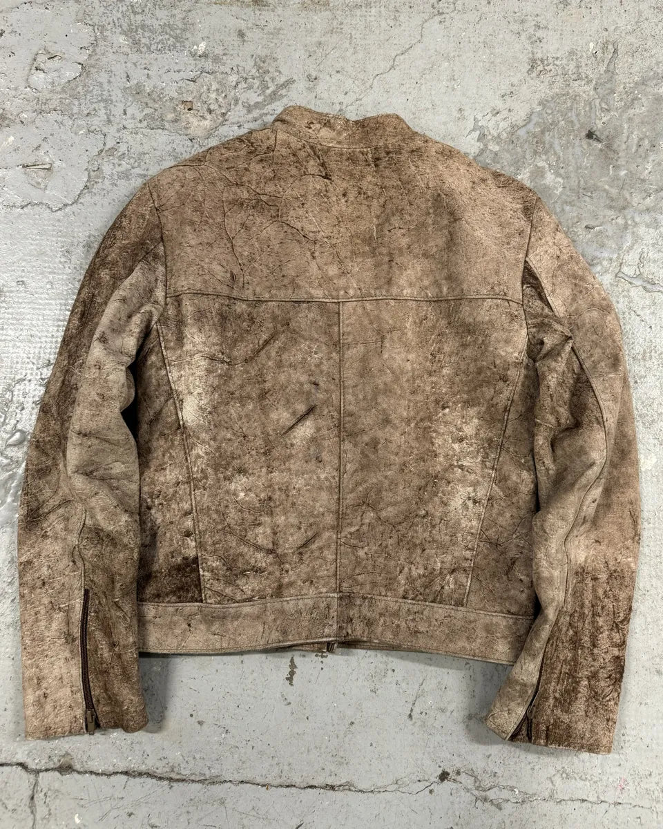 1990s Italian Artisanal Eroded Leather Jacket (XS/S) 1