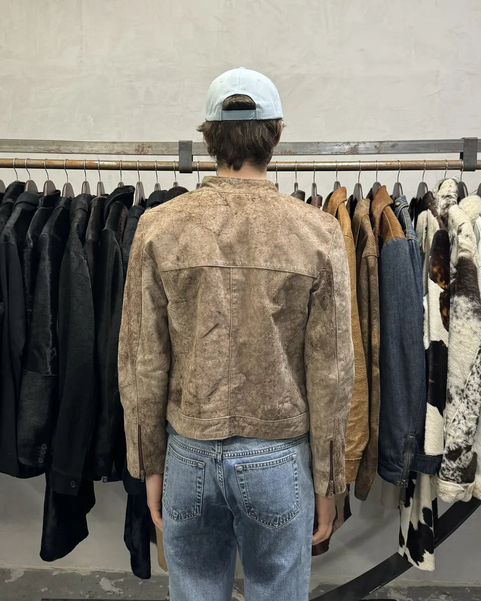 1990s Italian Artisanal Eroded Leather Jacket (XS/S) 3