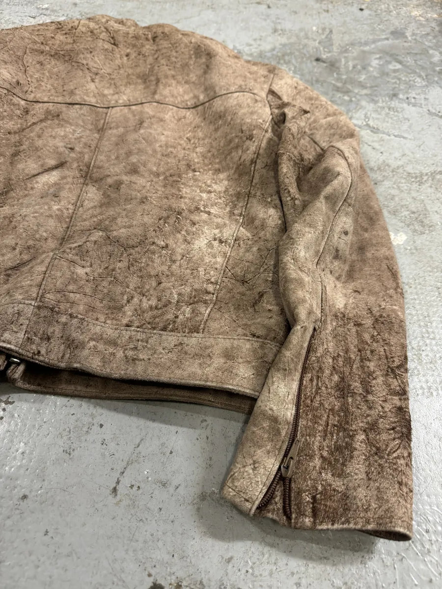 1990s Italian Artisanal Eroded Leather Jacket (XS/S) 6