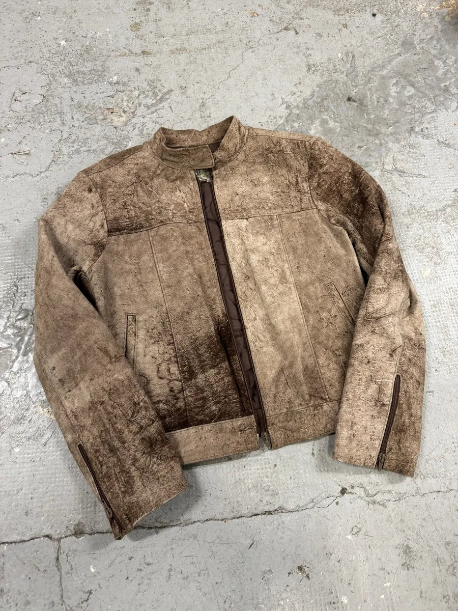 1990s Italian Artisanal Eroded Leather Jacket (XS/S) 7