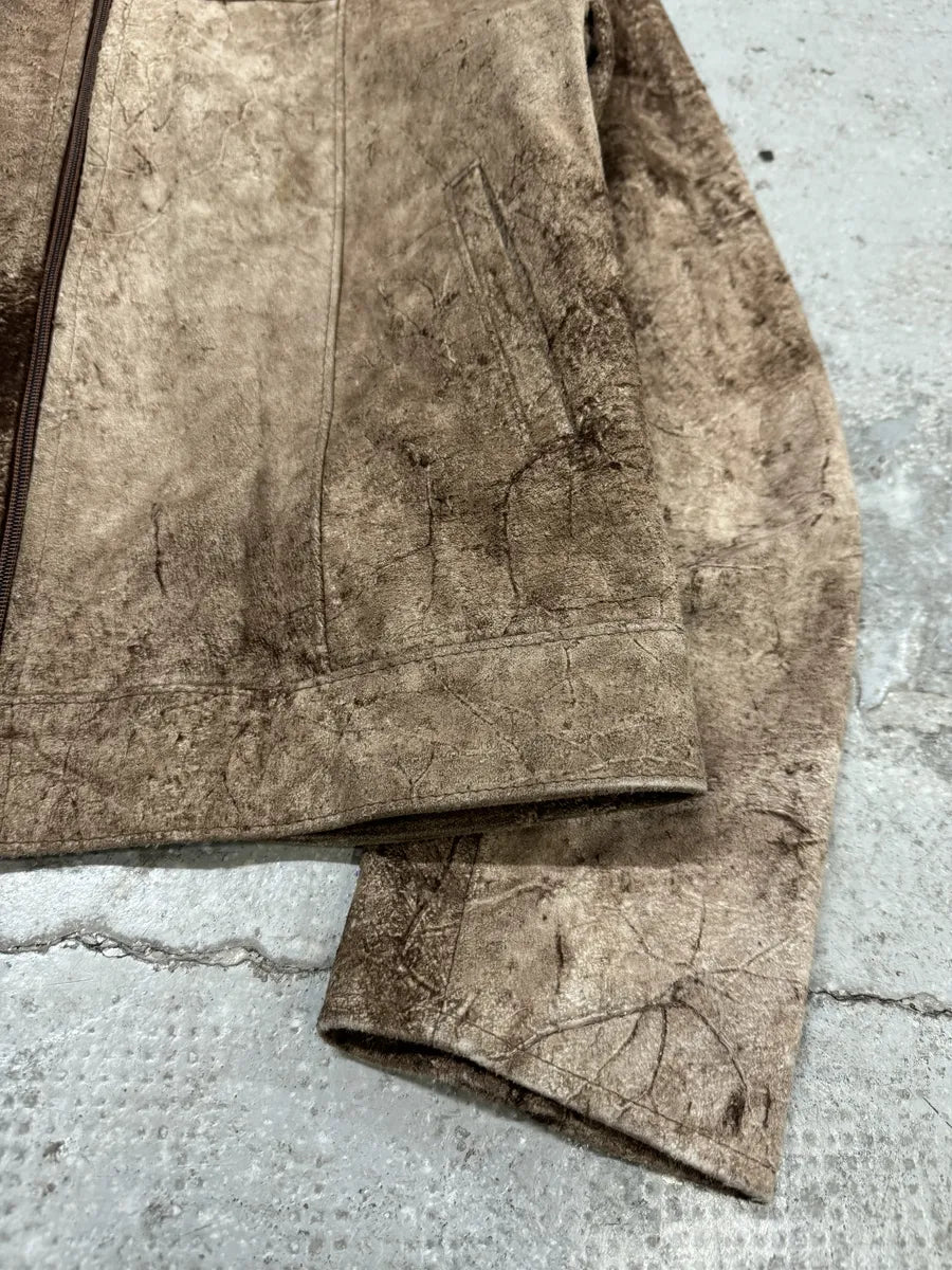 1990s Italian Artisanal Eroded Leather Jacket (XS/S) 9