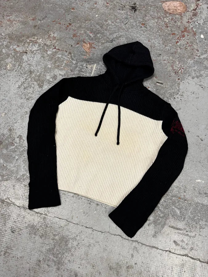 1990s Jean Paul Gaultier Black & White Knit Hoodie tOCVMYF 2