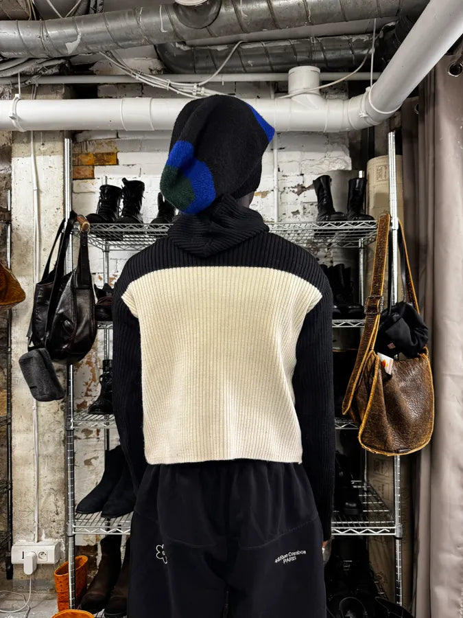 1990s Jean Paul Gaultier Black & White Knit Hoodie tOCVMYF 4