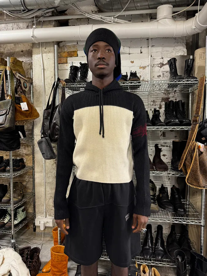 1990s Jean Paul Gaultier Black & White Knit Hoodie tOCVMYF 1