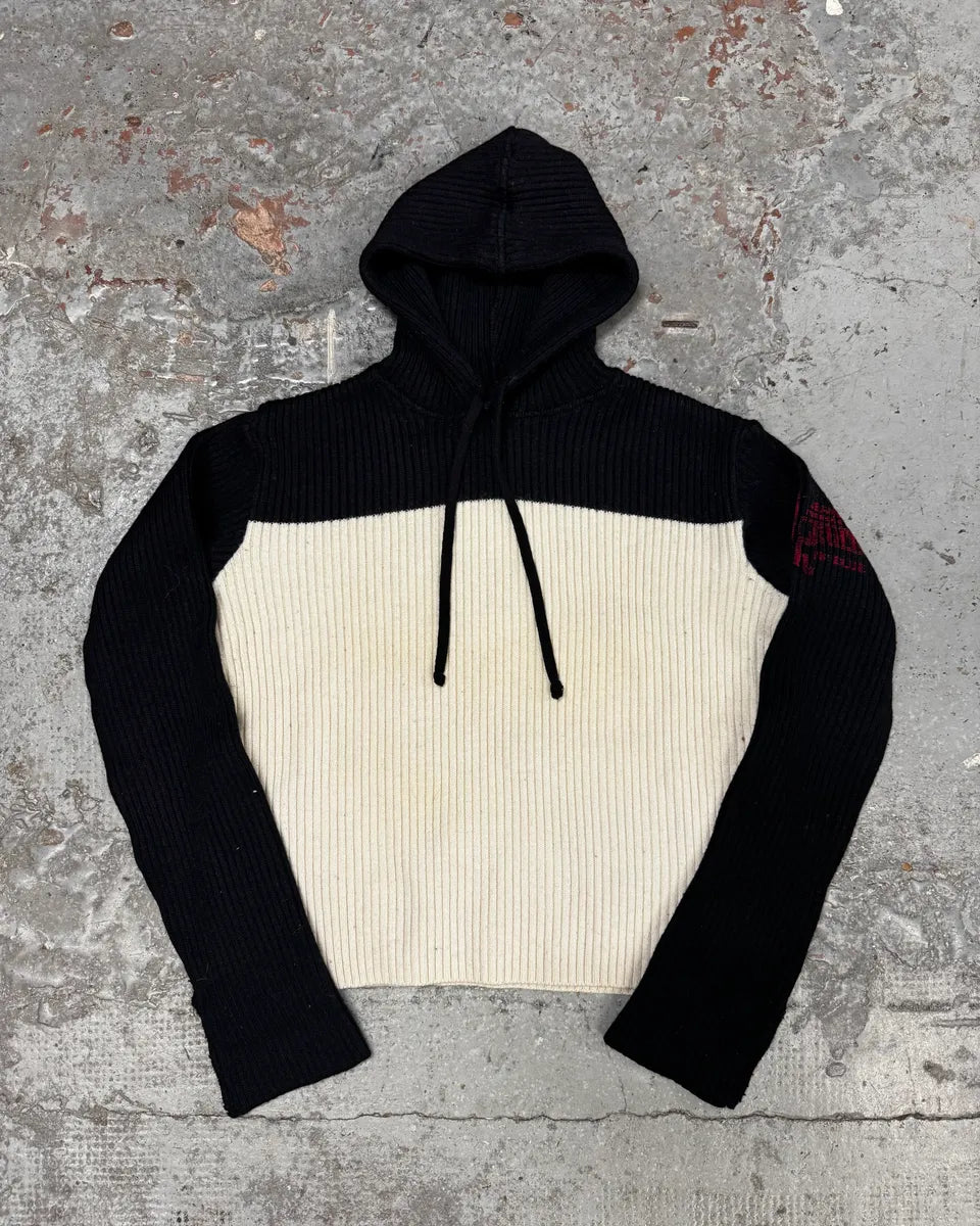 1990s Jean Paul Gaultier Black & White Knit Hoodie tOCVMYF 0