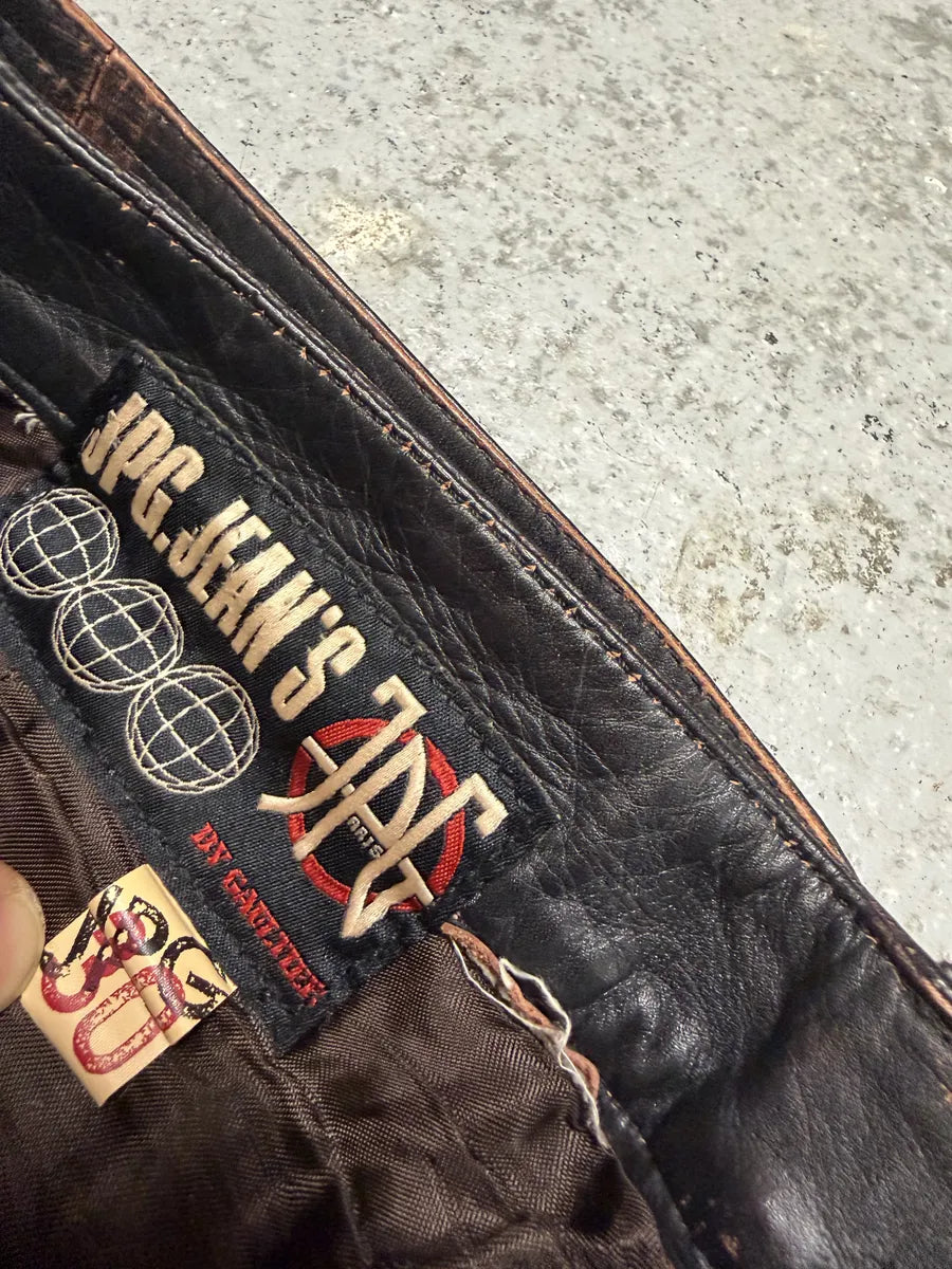 1990s Jean Paul Gaultier Black Belted Biker Leather Pants tTqzoCz 10