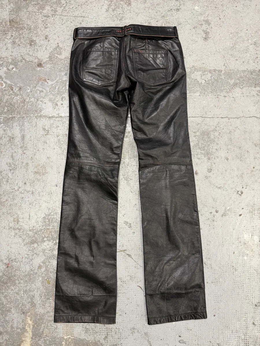 1990s Jean Paul Gaultier Black Belted Biker Leather Pants tTqzoCz 4